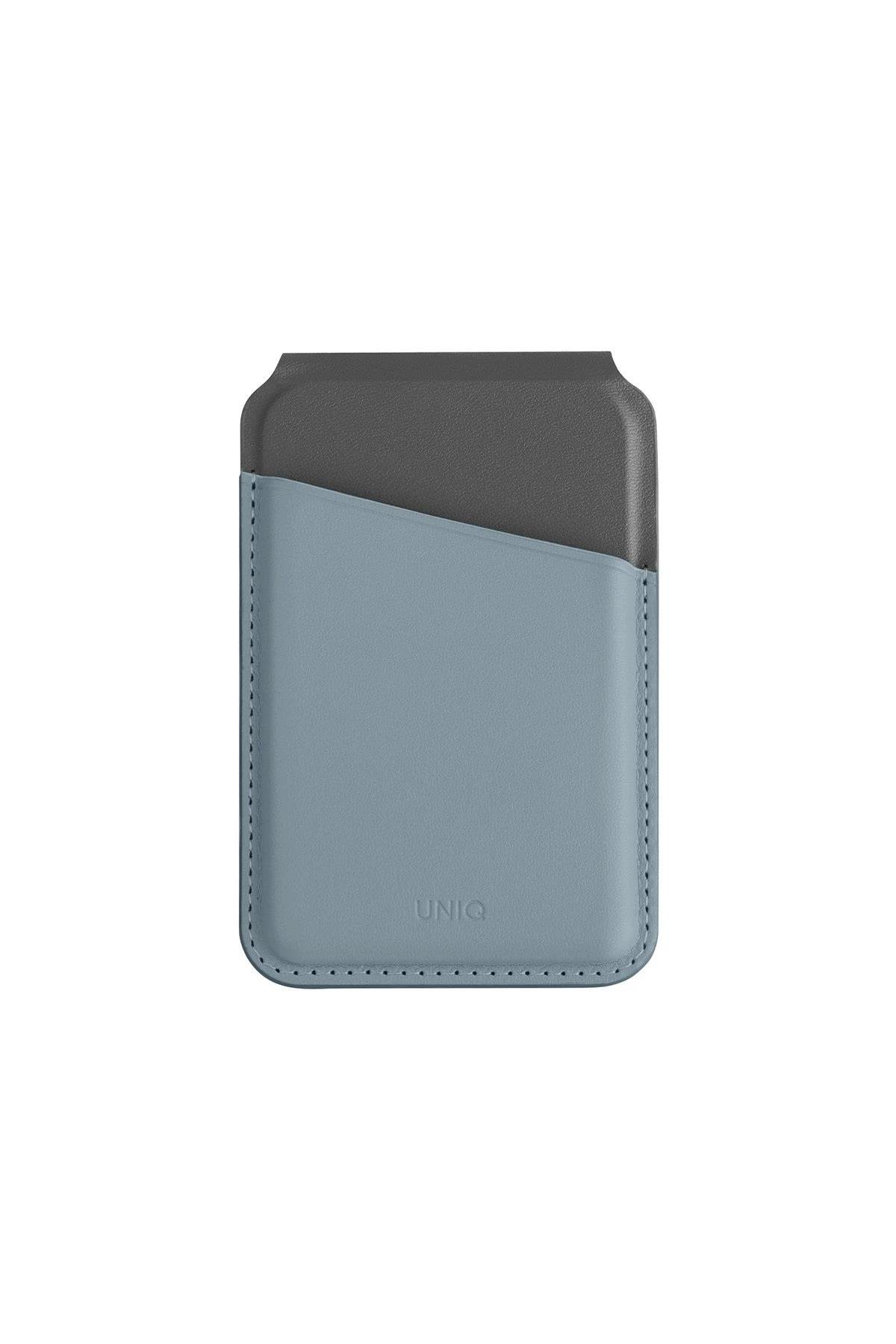 UNIQ MAGSAFE CÜZDANUNIQUNQ124Uniq Lyden DS RFID Block Manyetik Kartlıklı MagSafe Uyumlu Deri Stant – Mavi