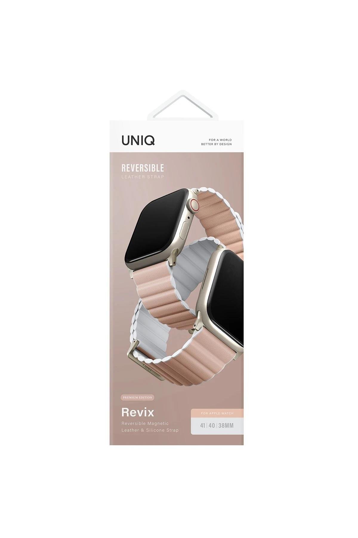 UNIQ KORDONLARUNIQUNQ37Uniq Watch 38mm/40mm/41mm Revix Premium Reversible Manyetik Kordon - Pembe-Beyaz