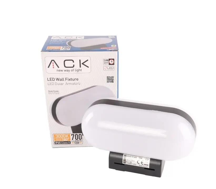 ACK AG40-01602 10W Led Duvar Apliği Siyah Gövde 3000K Günışığı