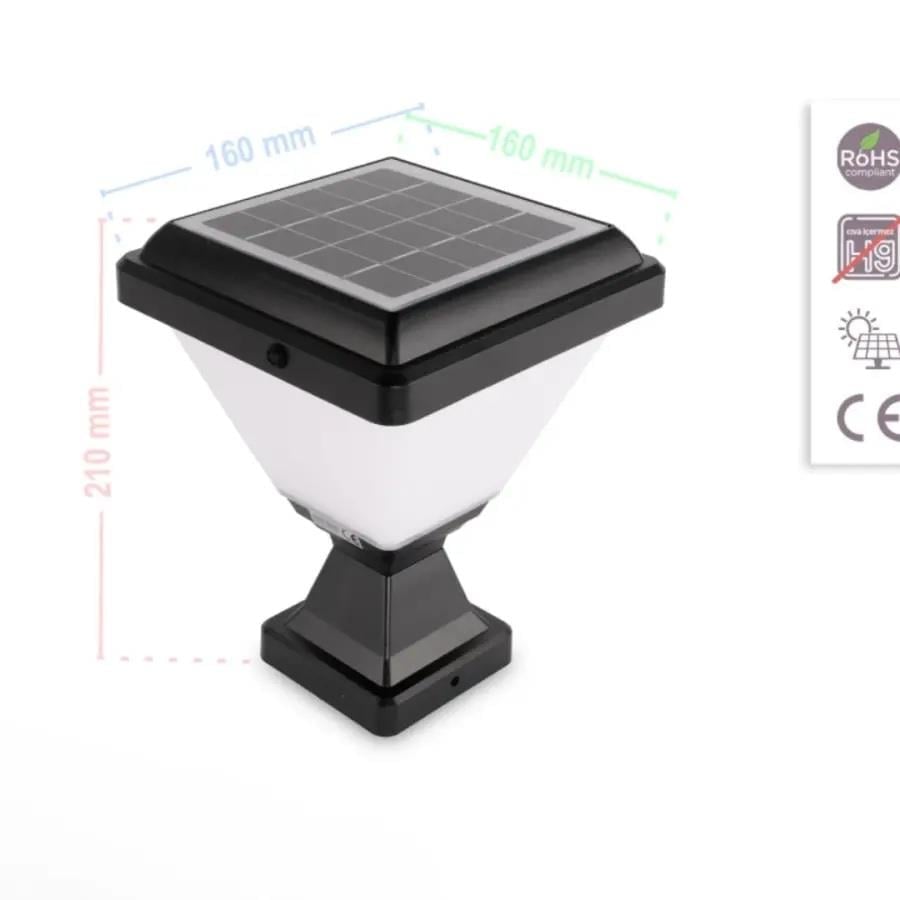 ACK AG60-06801 8W/h Solar Led Bahçe Armatürü Kare 3000K Günışığı