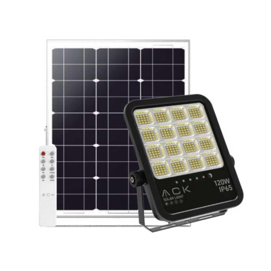 ACK AT66-19192 120W Solar Led Projektör 6500K-4000K-3000K Ayarlanabilir Işık