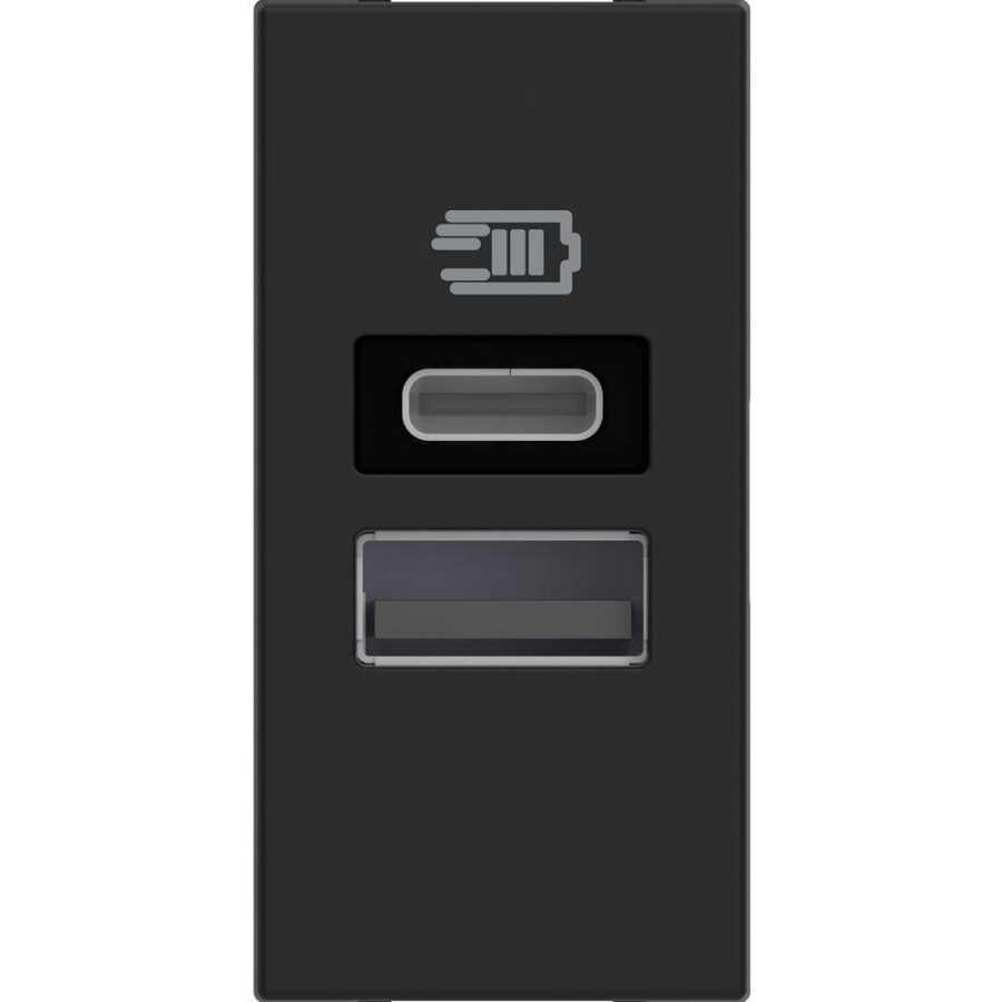 Bticino Classia USB Şarj Prizi Type C ve A 1M Beyaz