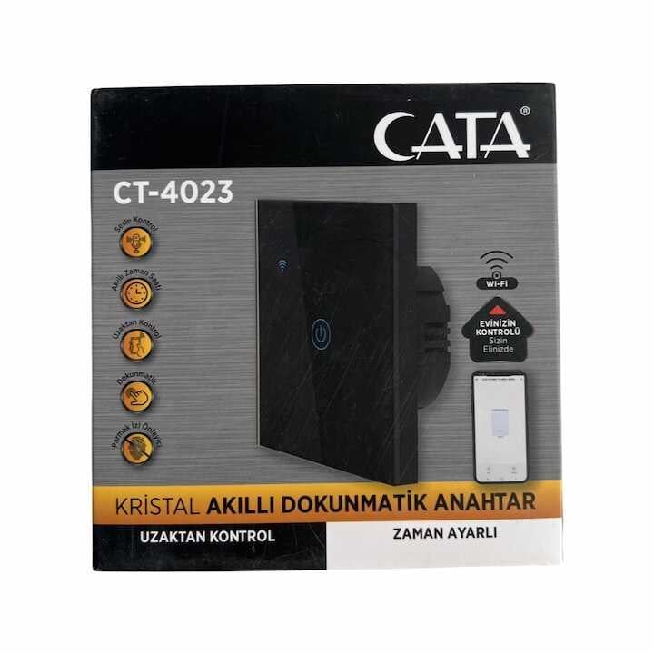 Cata Akıllı Tekli Anahtar Siyah Kasa CT-4023