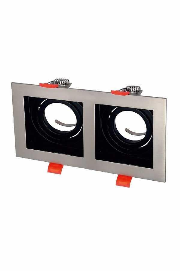 Cata CT-5226 Pars Kare İkili Spot Kasası Spot Satin Renk Boş Kasa