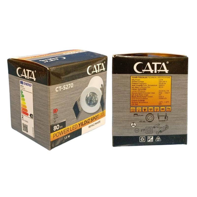 Cata CT-5270 1,5W Yıldız Spot Power Ledli Siyah Kasa Beyaz Işık