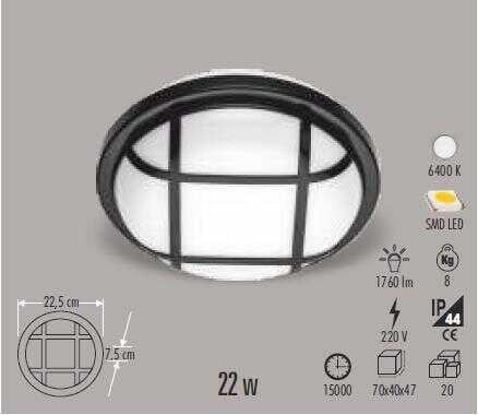 Cata Ct-7097 22w Kapri Led Armatür Beyaz Işık