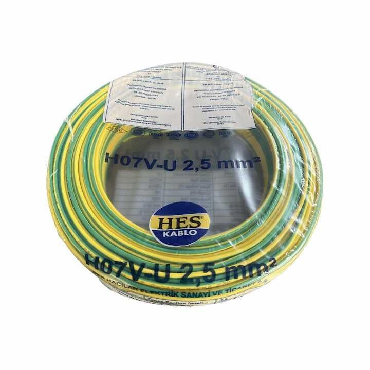 Hes Nya Kablo 2,5 mm² Sarıyeşil ( H07v-U )