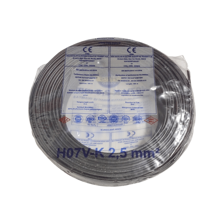 Hes Nyaf Kablo 2,5 mm² Siyah ( H07v-K )