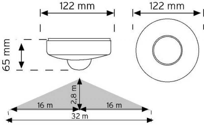 Nade 10500 360° / 180° Tavan Tipi Sıvaüstü Varlık Sensörü (Üç Gözlü)