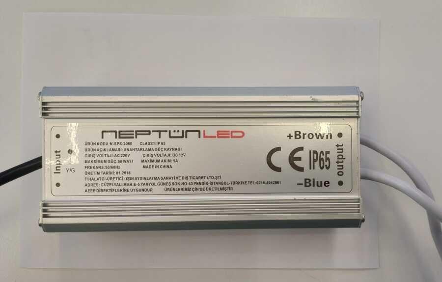 Neptün 60w Ip65 Şerit Led Trafosu 5 Amper