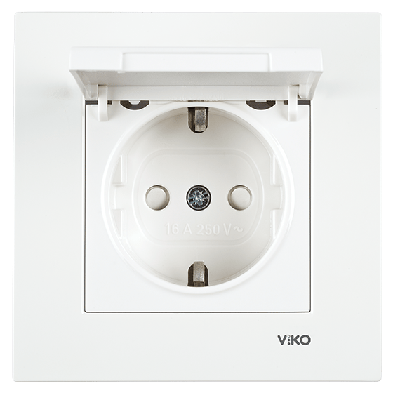 Viko Karre/Meridian Beyaz Kapaklı Topraklı Priz Mekanizma (Çerçeve Hariç)(Çocuk Korumalı) 90967012