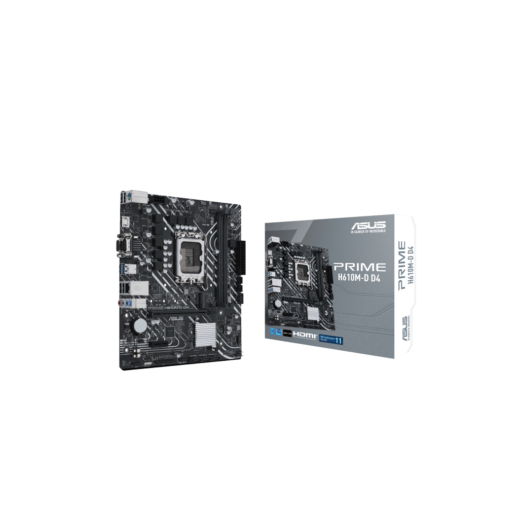 ASUS PRIME H610M-D D4, 2xDDR4, M.2, D-SUB, HDMI, RS232 Port, 12-13.Nesil, LGA1700 Soket, Anakart