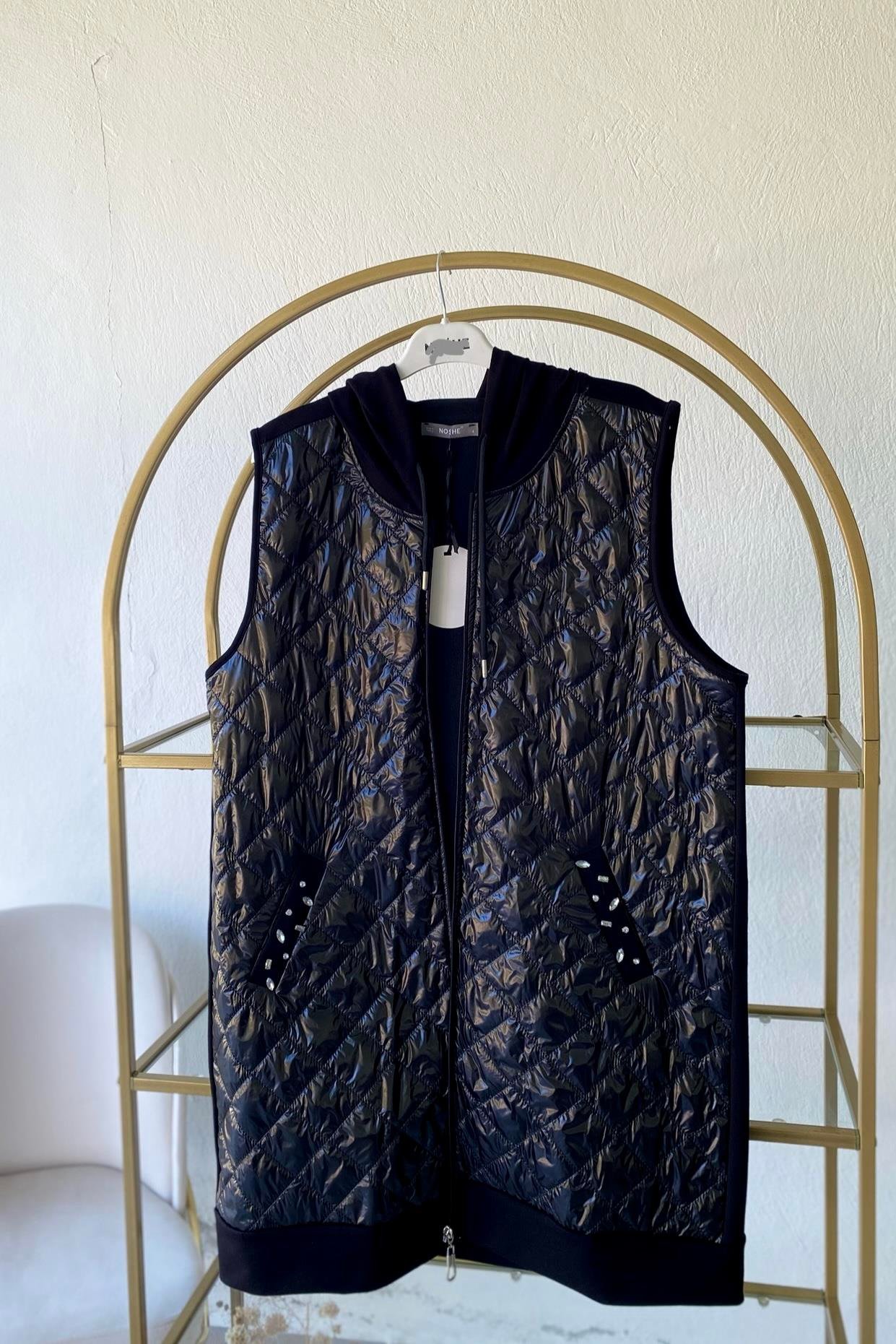 Kapüşonlu Şişme Yelek Siyah