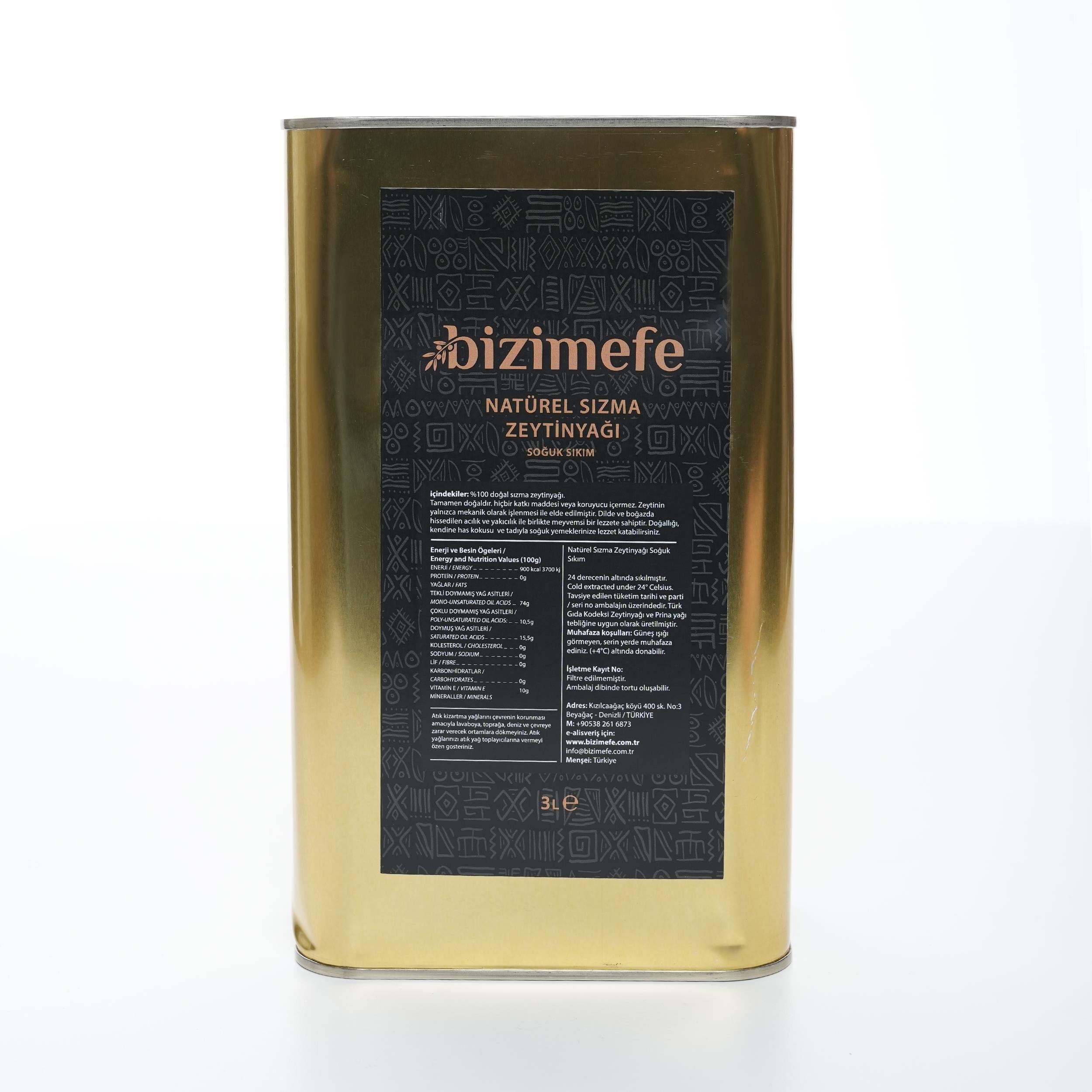 Bizimefe Erken Hasat Soğuk Sıkım Zeuytinyağı 3 lt