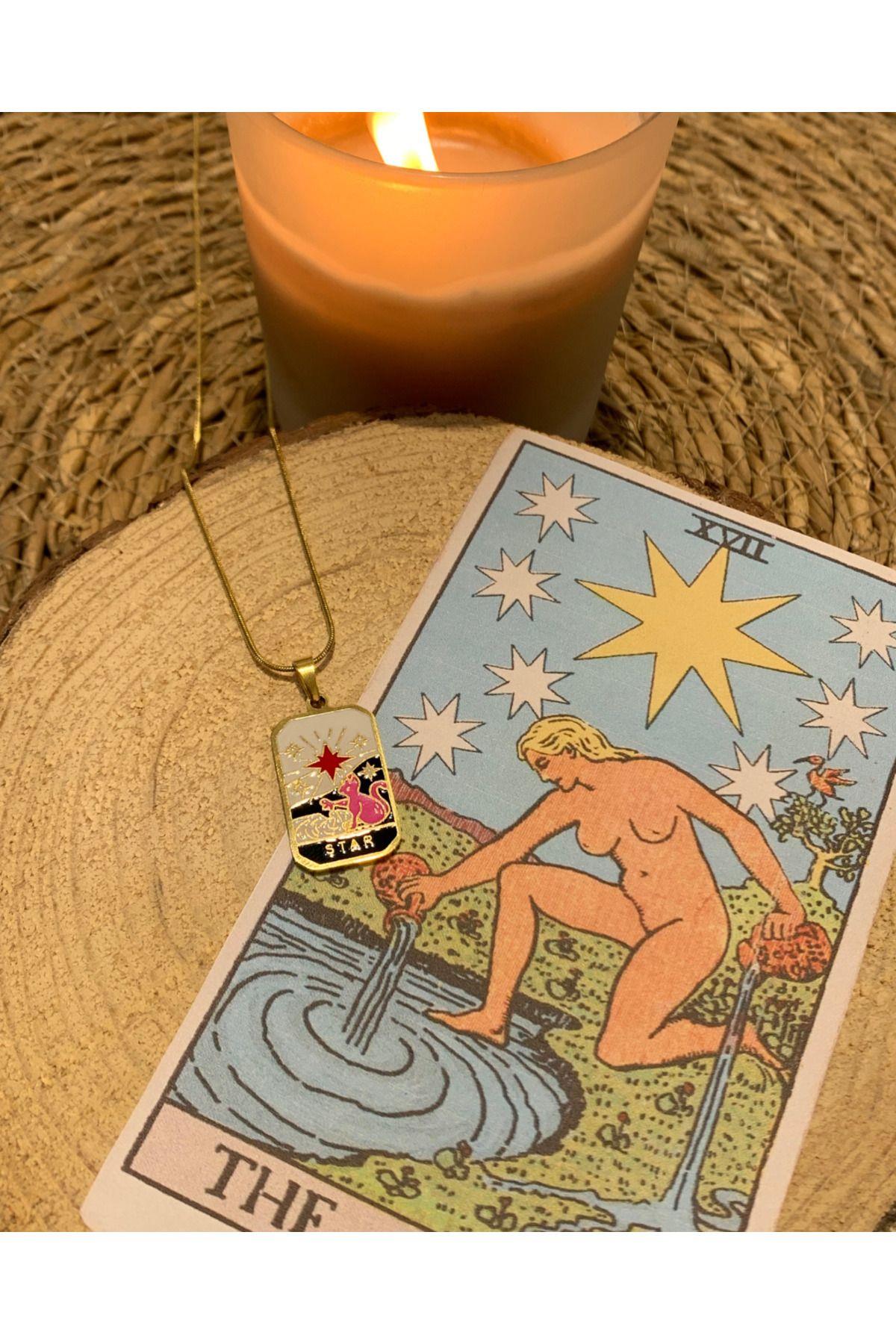 Çelik Gold Star/Yıldız Şans Tarot Kolye