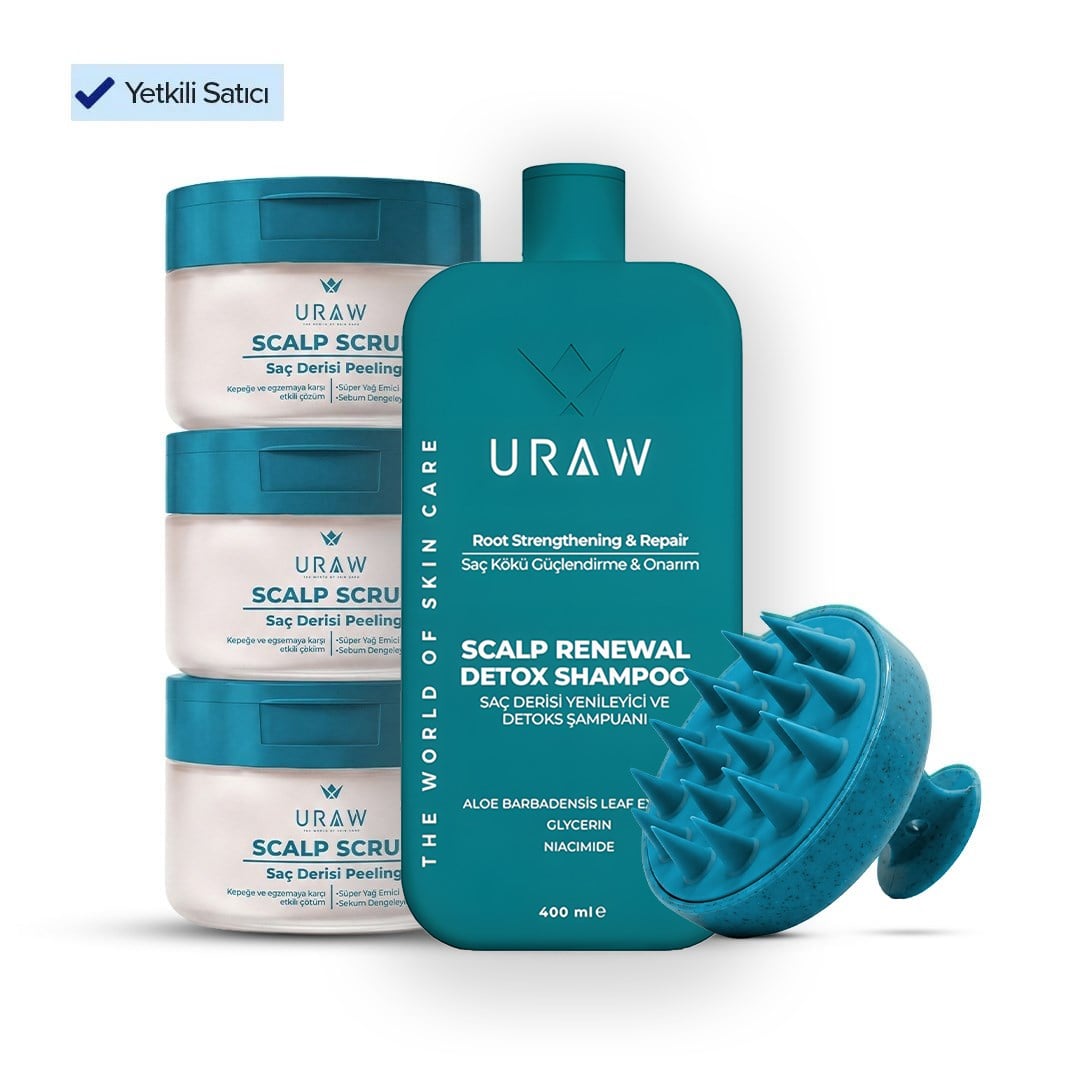  Hair Scrub Saç Derisi Peeling Seti | Scrub + Detox Şampuan + Tarak