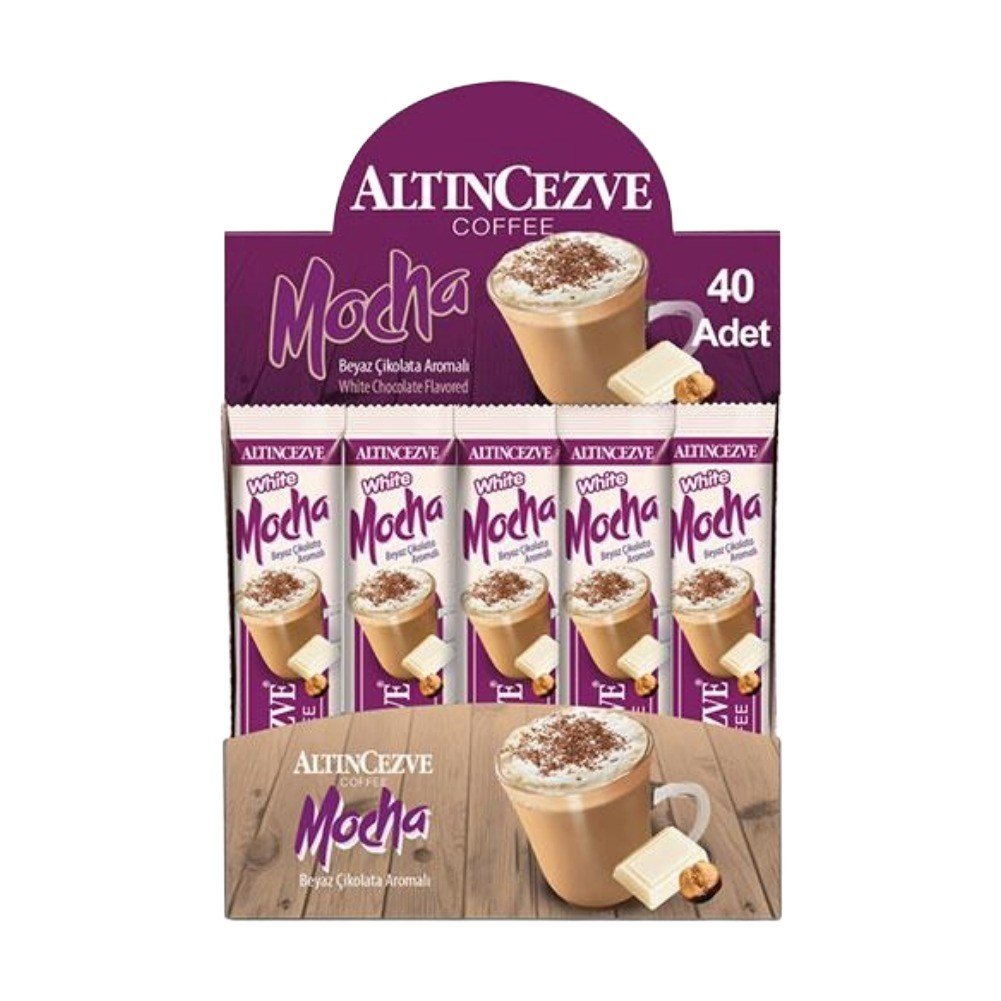 3ü1 Arada | Üçü bir arada White Mocha Beyaz Çikolata Aromalı (Tek İçimlik) 17 Gr x 40 Adet