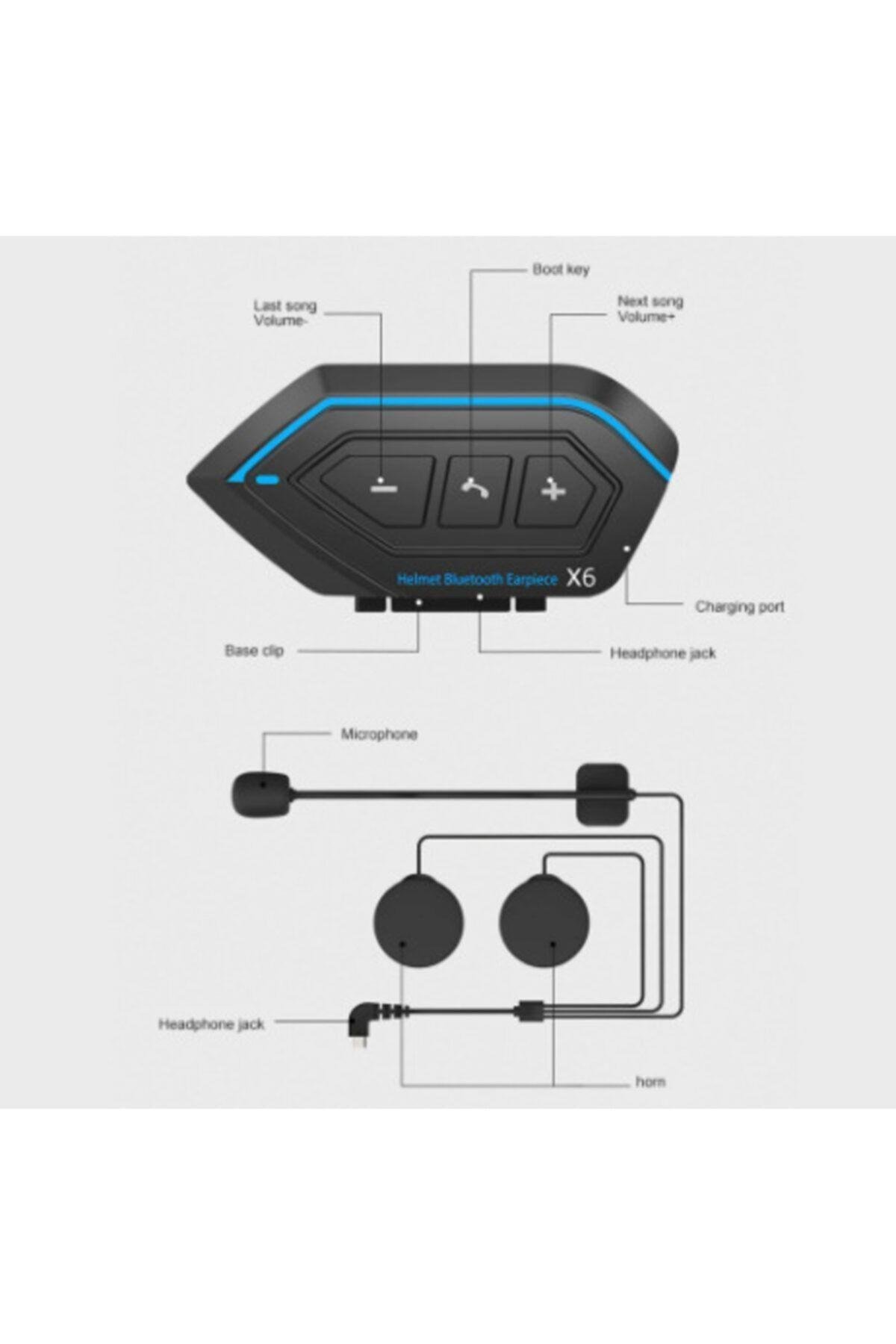 X6 Motosiklet Bluetooth Intercom Interkom Bass Ve Tizler Şimdi Daha Net