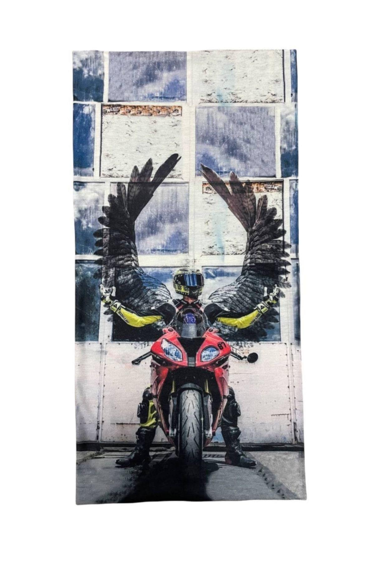 Yarışçı Melek Desenli Dikişsiz Dijital Baskı Baf Buff Bandana Boyunluk