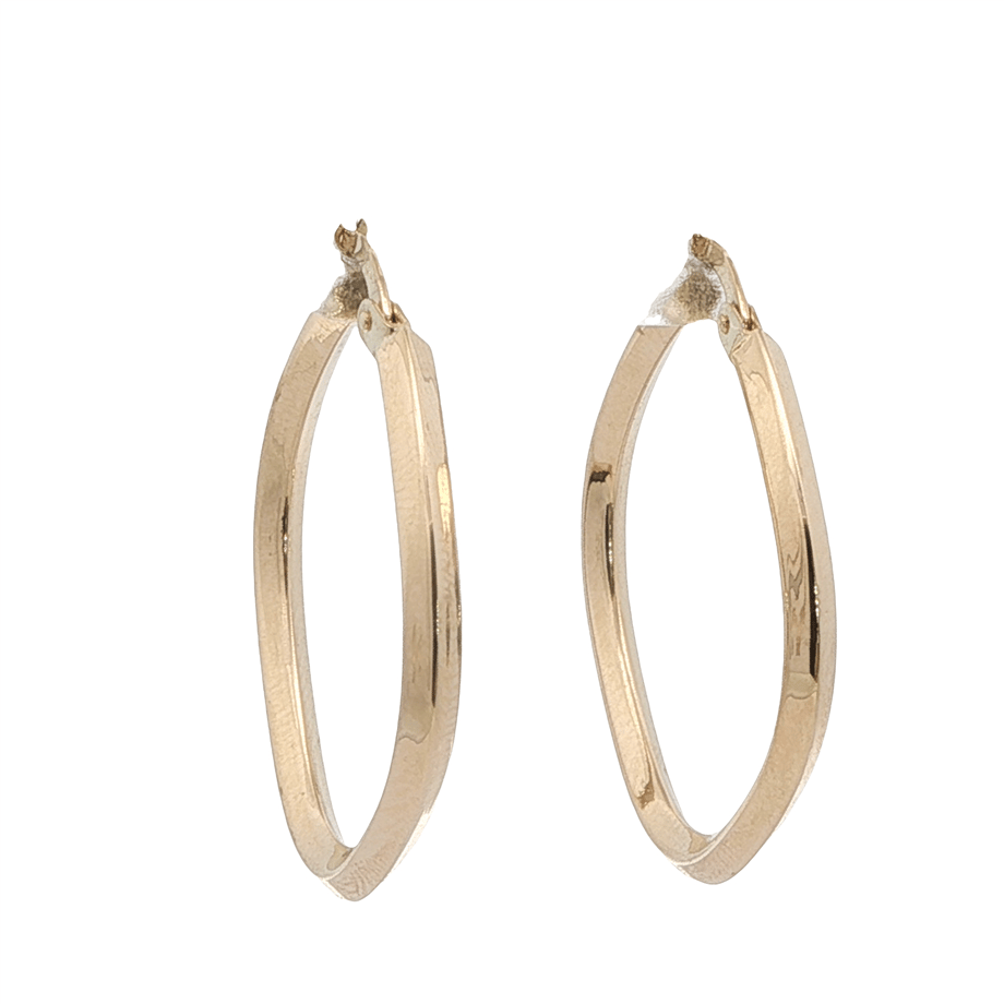 14 Ayar Altın Burgulu Oval Halka Küpe | Acar Gold