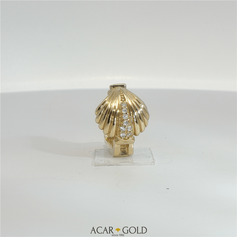 14 Ayar Altın Deniz Kabuğu Taşlı Kolye Ucu | Acar Gold