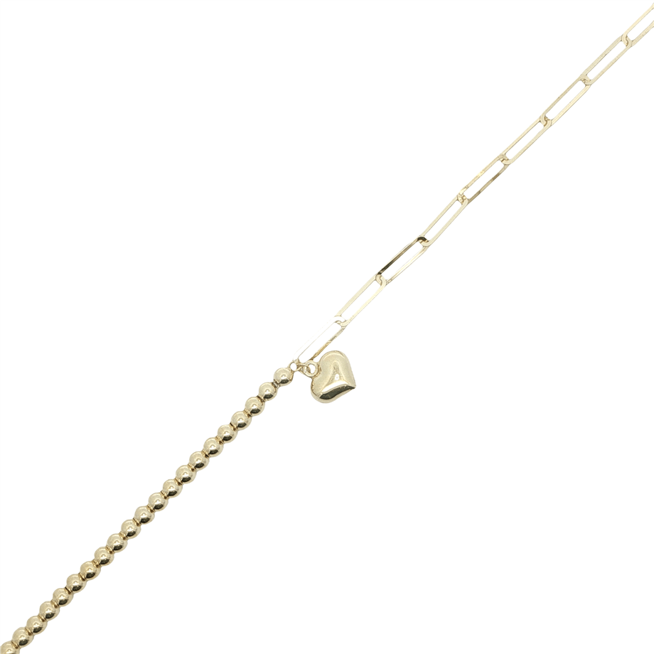 14 Ayar Altın Paperclip Dorica Kalpli Bileklik | Acar Gold