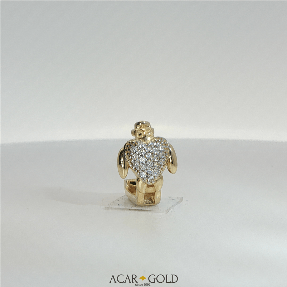 14 Ayar Altın Pave Taşlı Kalpli Figür Kolye Ucu | Acar Gold