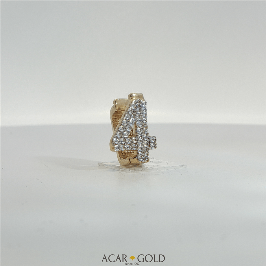 14 Ayar Altın Taşlı 4 Rakam Kolye Ucu | Acar Gold