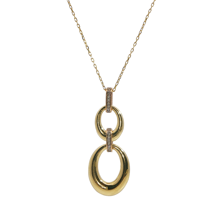 Oval Halka Taşlı Kolye | Acar Gold