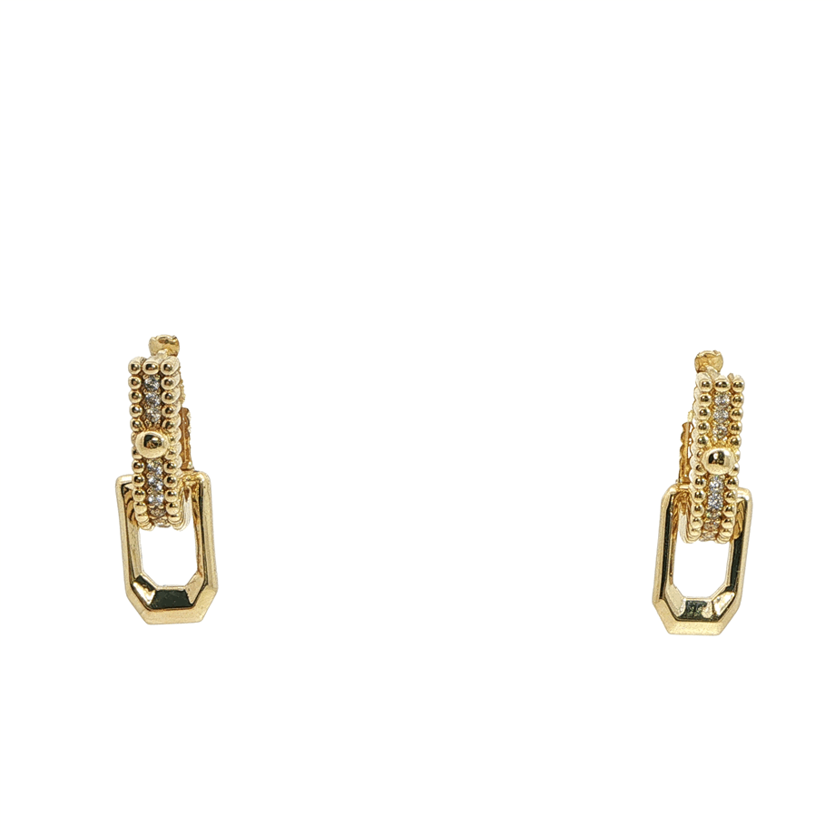 Taşlı Geometrik Küpe | Acar Gold