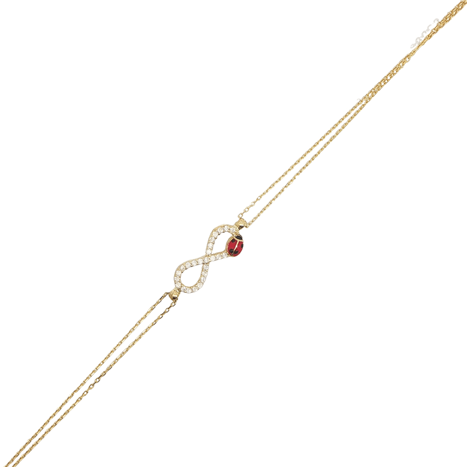 Uğur Böceği Figürlü Taşlı Bileklik | Acar Gold