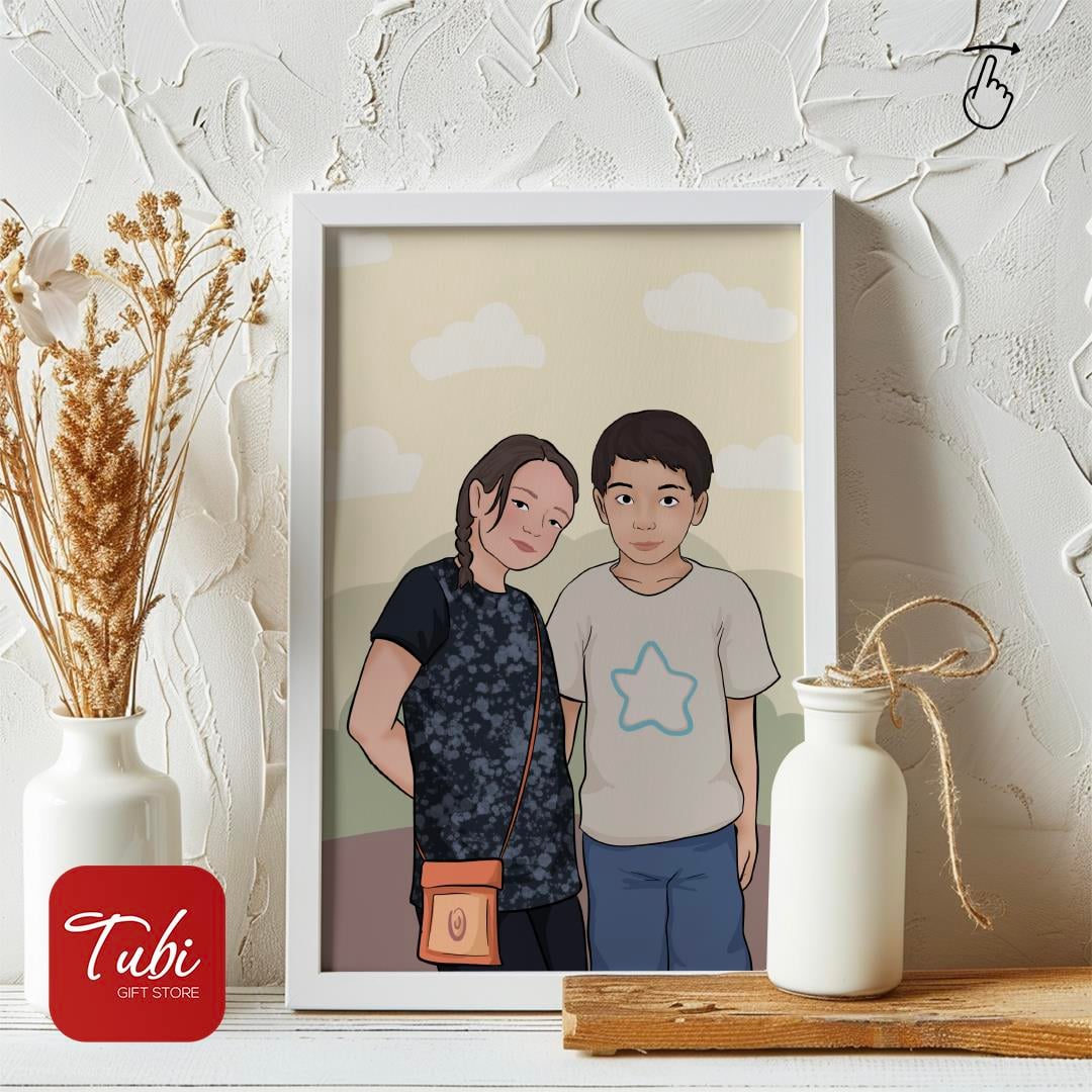 İlustrasyon Çizim Çocukluk Fotoğrafı Birleştirme