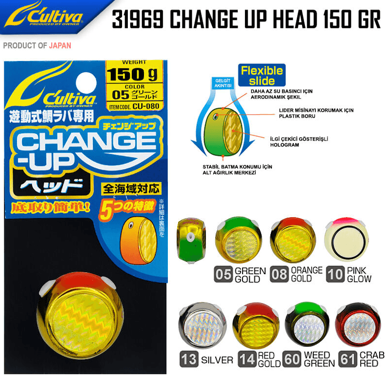 Jig Head ve Zokalar Cultiva 31969 Change Up Head 150gr - 14 RED GOLD