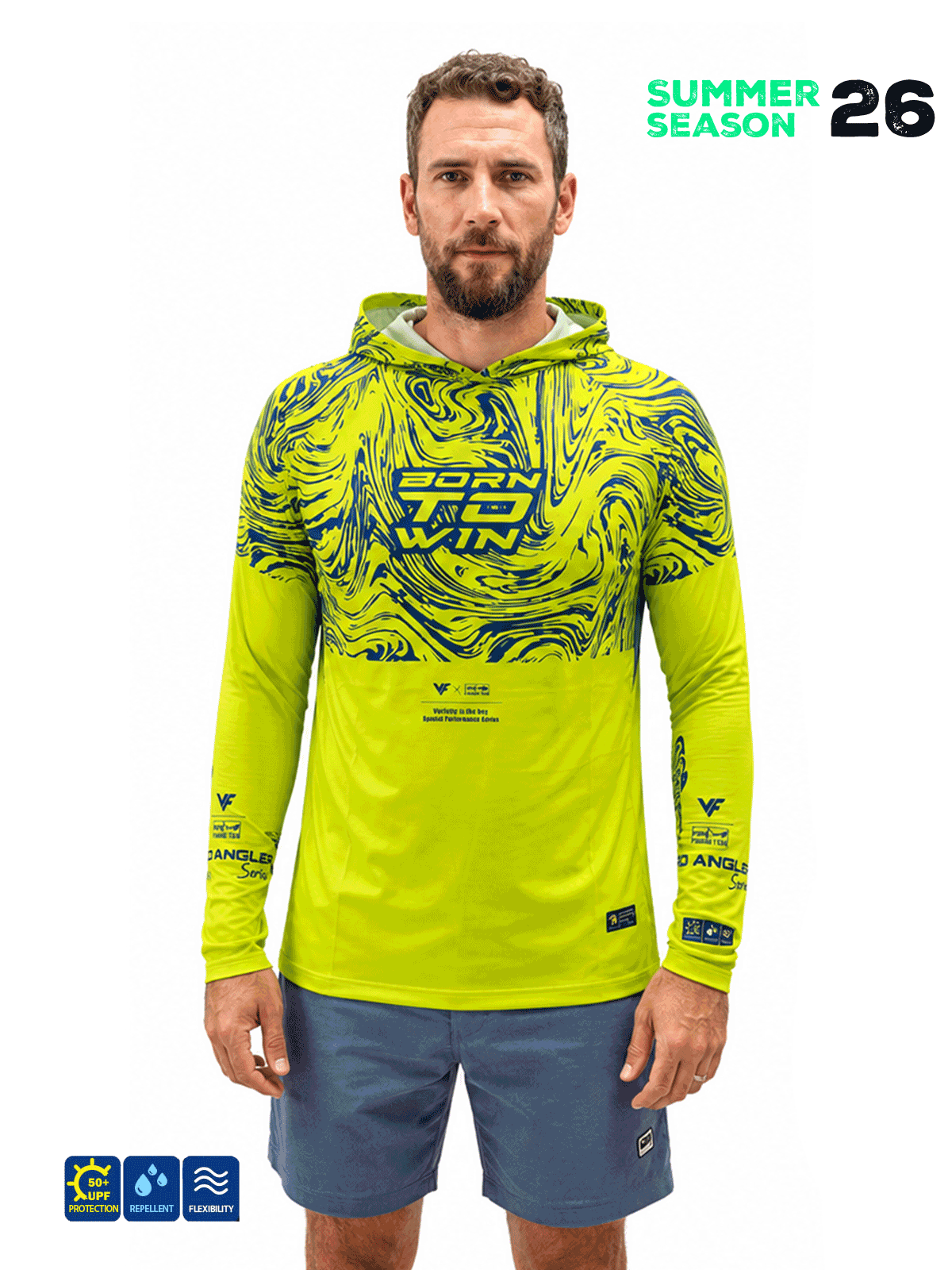 FUJIN Fujin Pro Angler S26 Hooded Izohips Green Blue Balıkçı Giyim