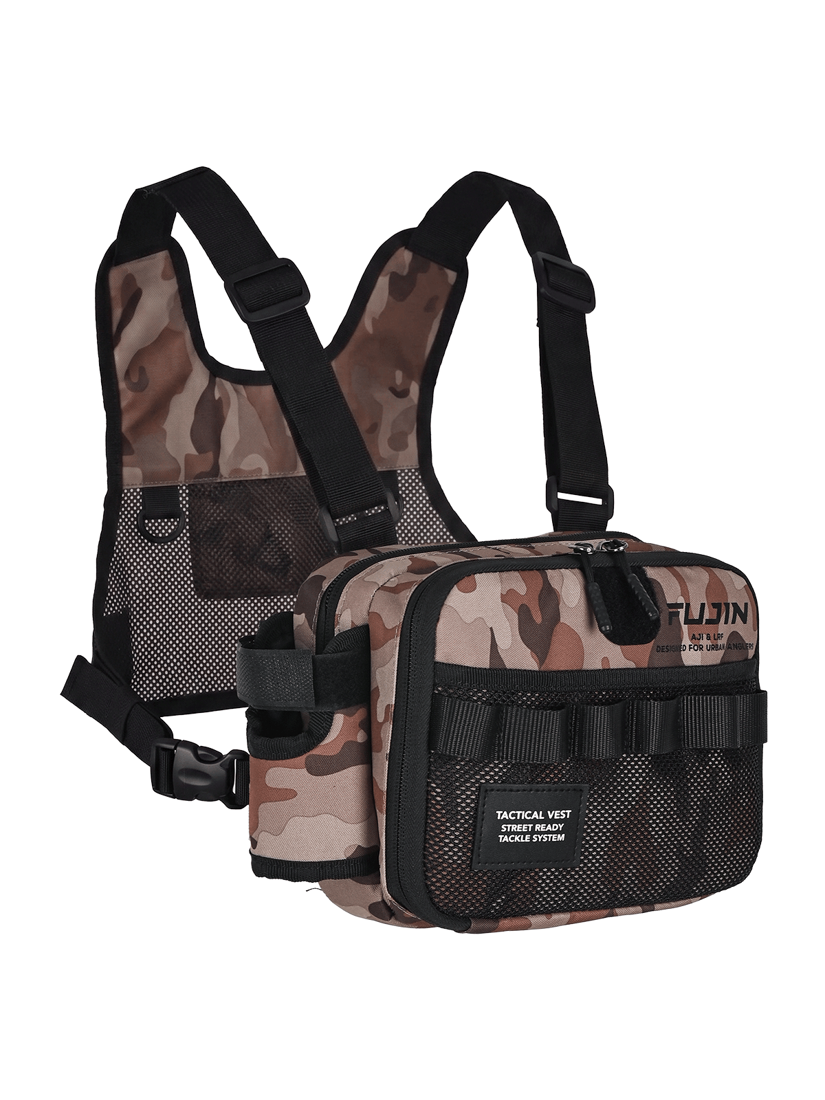 FUJIN Fujin Tactical Vest Brown Camo Balıkçı Çantası Çanta ve Kutular