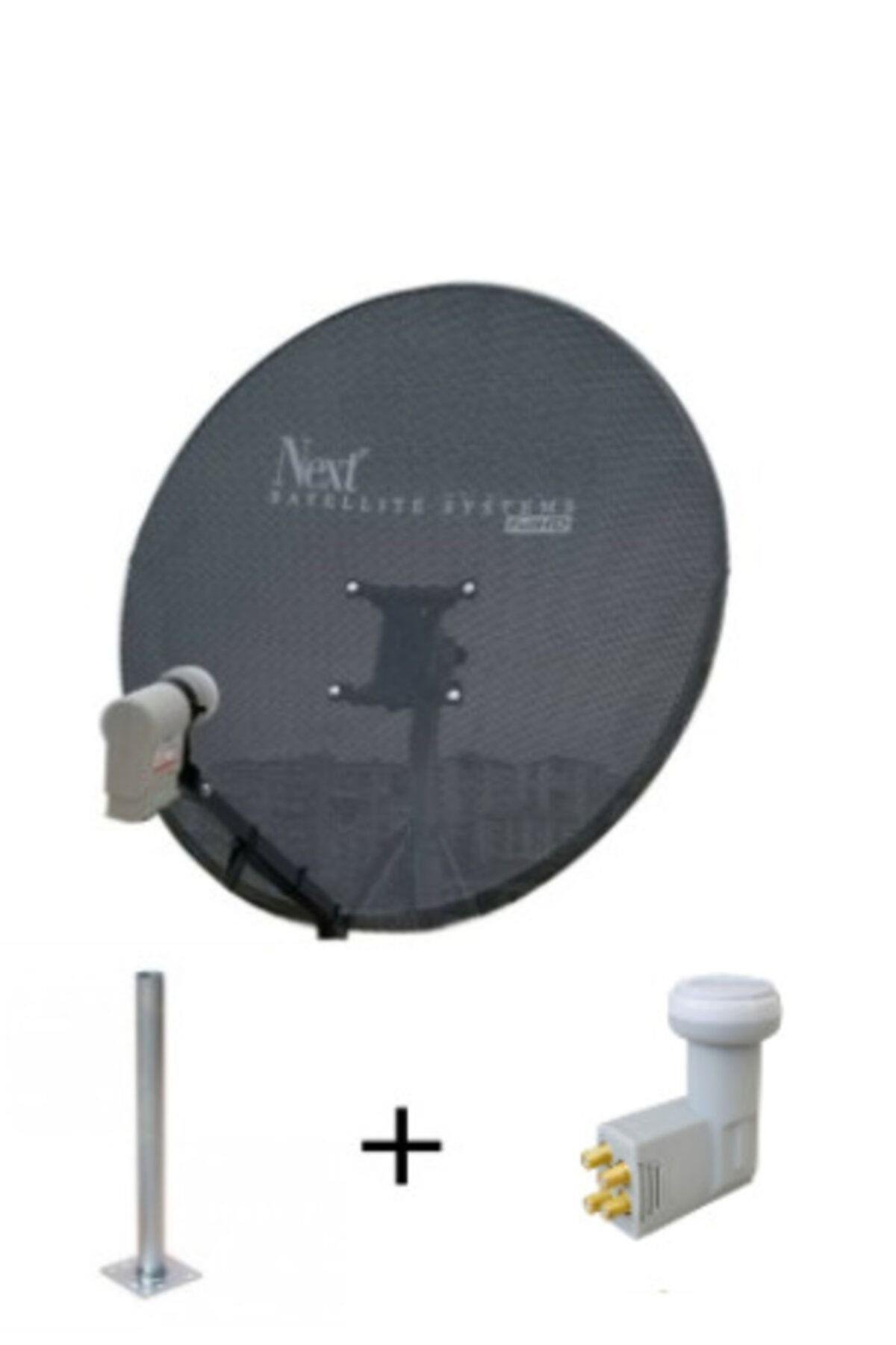 80 Cm Delikli 0,6 Mm. Gri Renk Ofset Çanak Anten +... 4'lü Lnb...+ 45 Cm Montaj Borusu