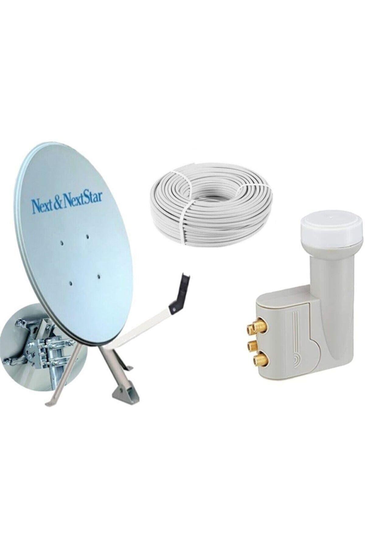 80cm Ofset Çanak Anten Full Set + Dörtlü Lnb + 25 mt Anten Kablosu