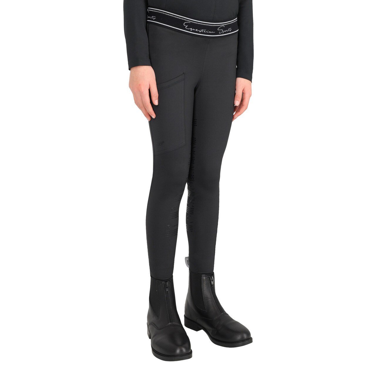 QHP Eden Junior Full Grip Çocuk Binici Taytı - Siyah