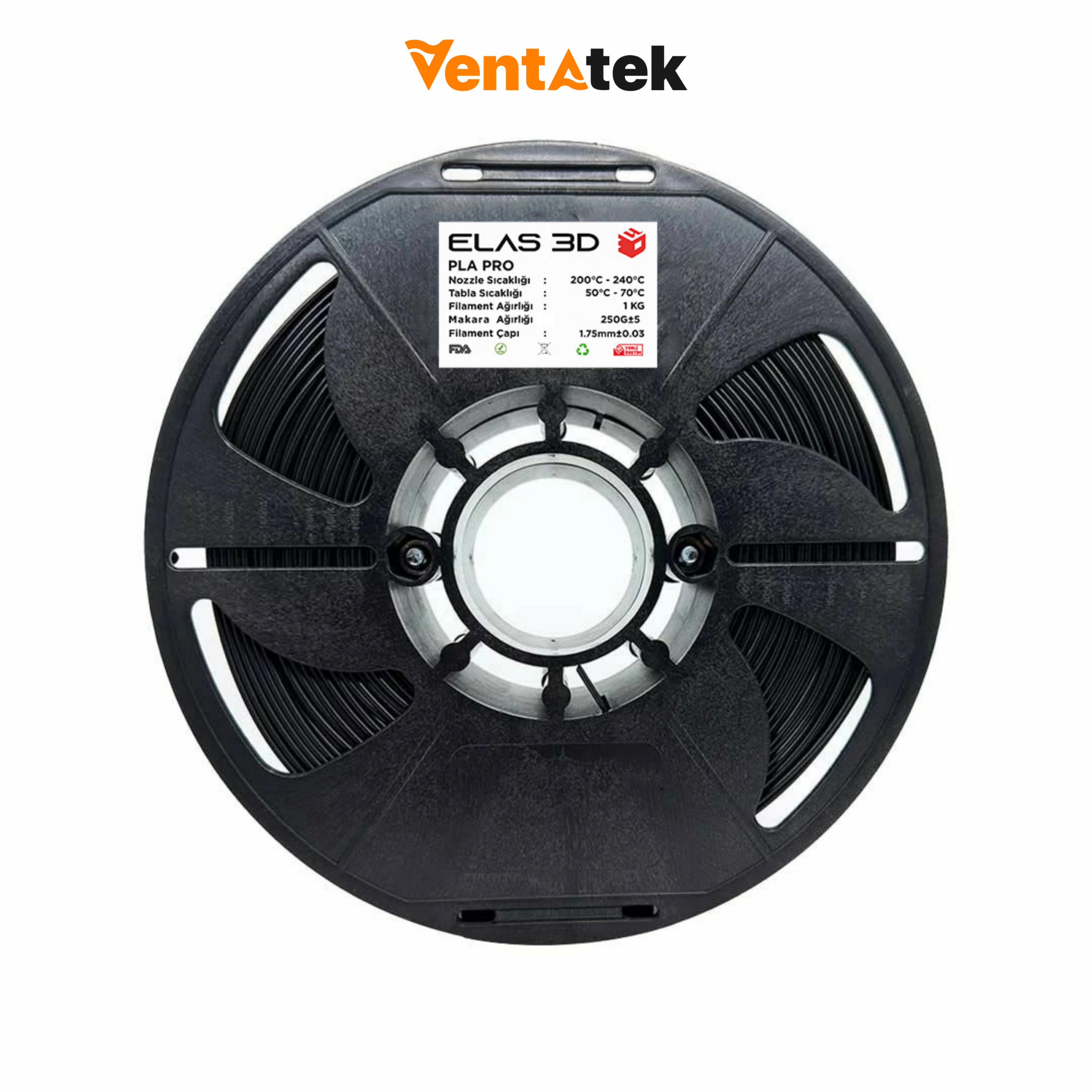 Elas 3D Siyah PLA Pro Filament - 1.75mm - 1 Kg