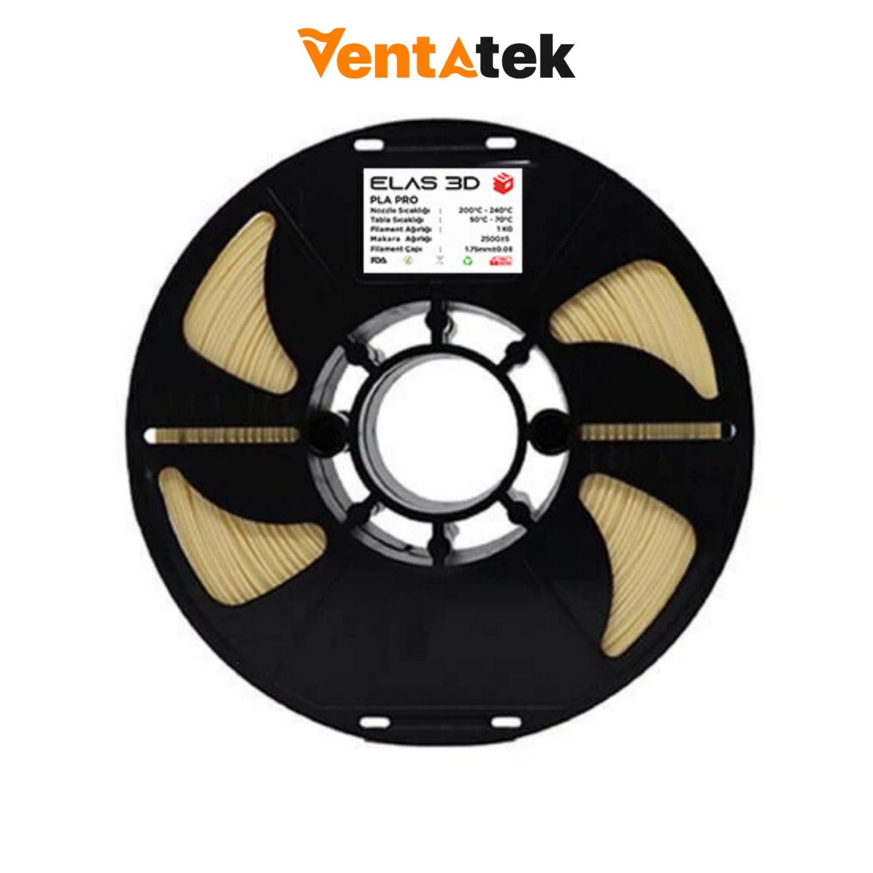 Elas 3D Bej PLA Pro Filament - 1.75mm - 1 Kg