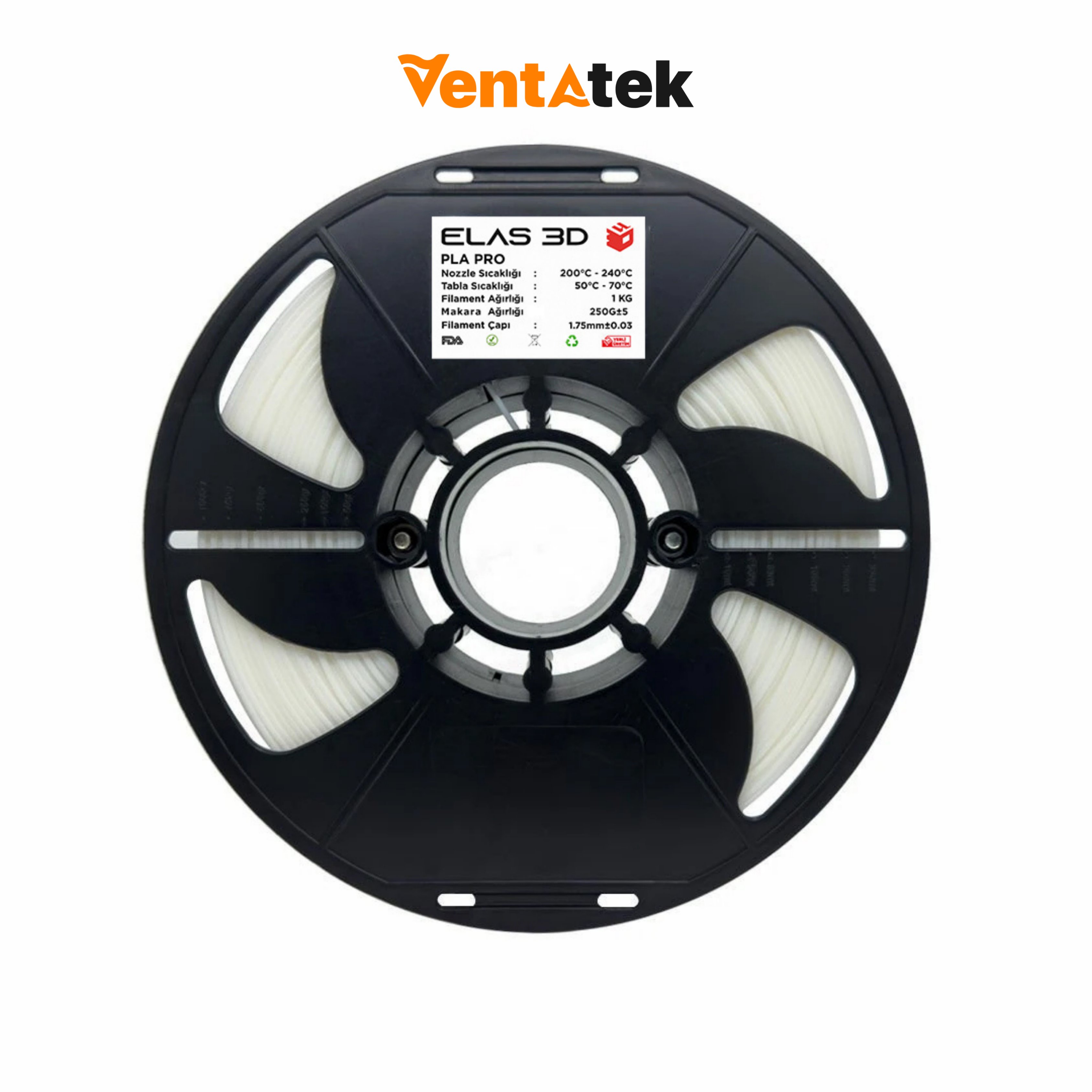 Elas 3D İnci Beyaz PLA Pro Filament - 1.75mm - 1 Kg