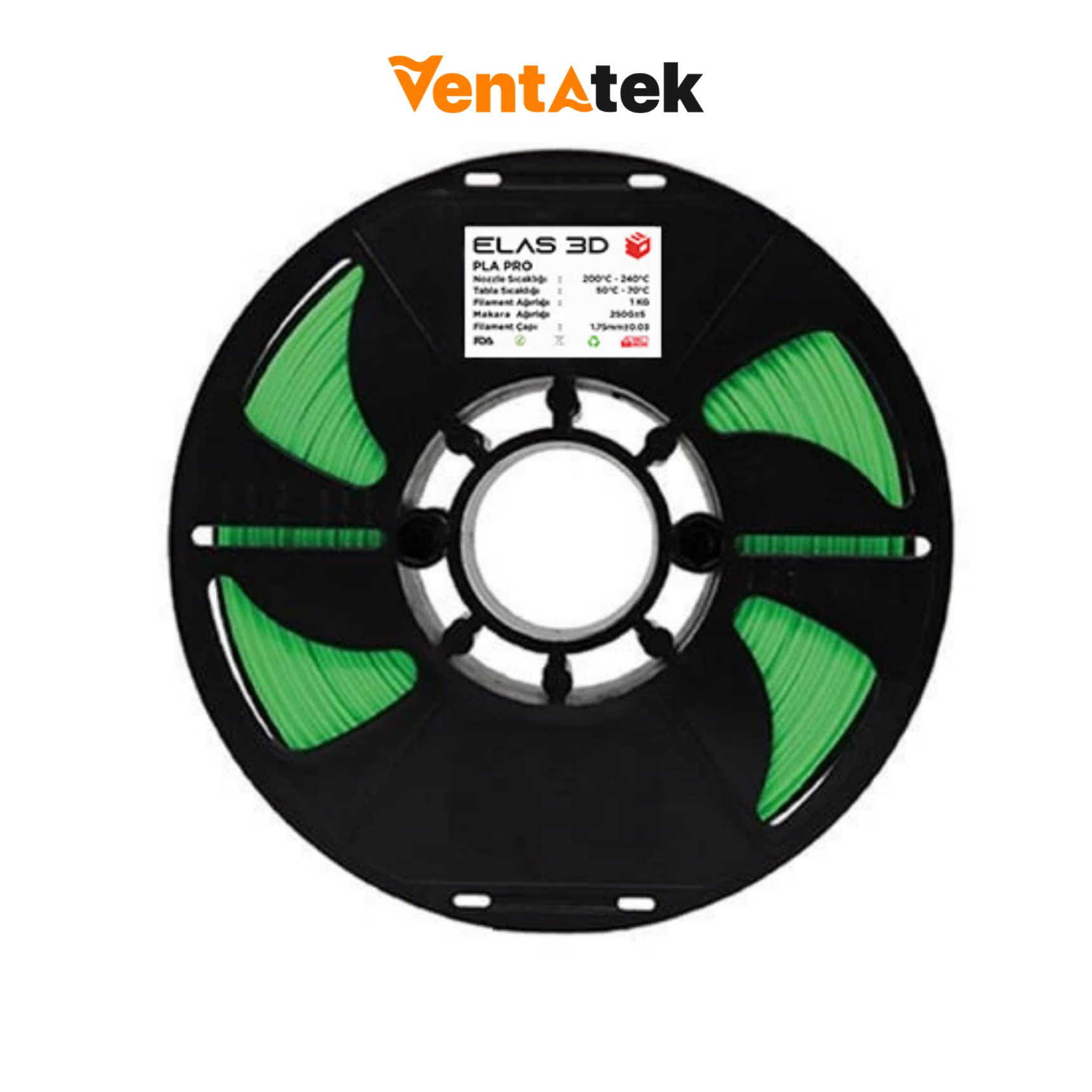 Elas 3D Fıstık Yeşil PLA Pro Filament - 1.75mm - 1 Kg