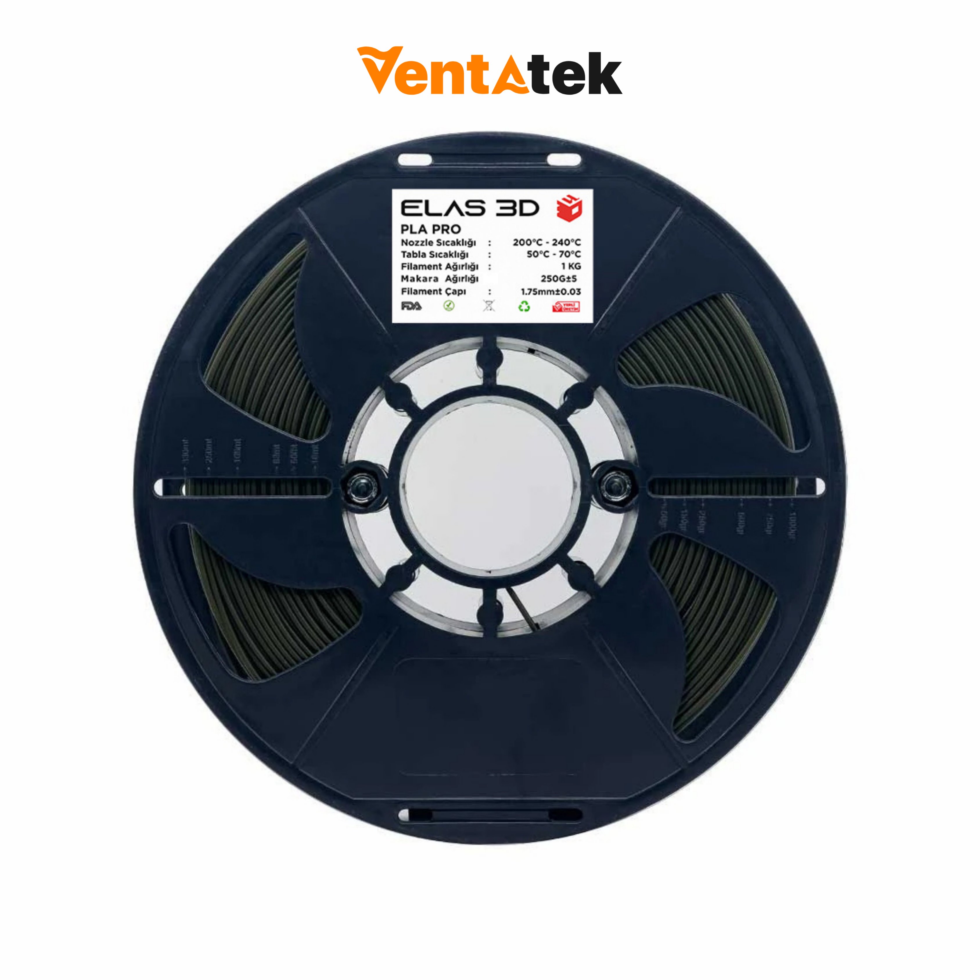 Elas 3D Haki Yeşili PLA Pro Filament - 1.75mm - 1 Kg