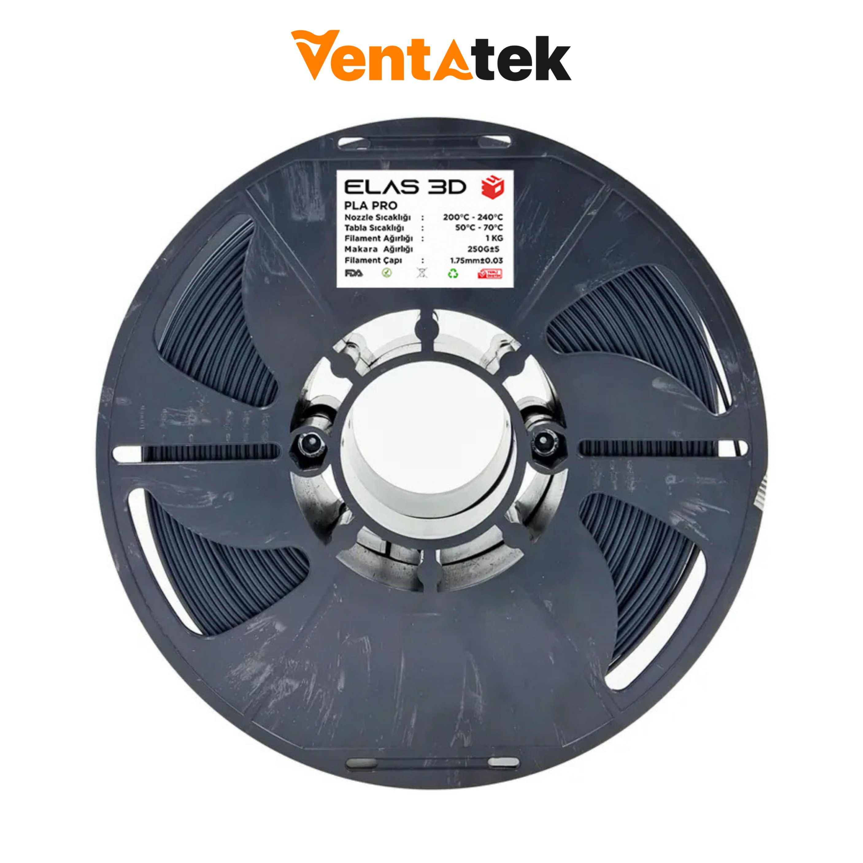 Elas 3D Antrasit Gri PLA Pro Filament - 1.75mm - 1 Kg