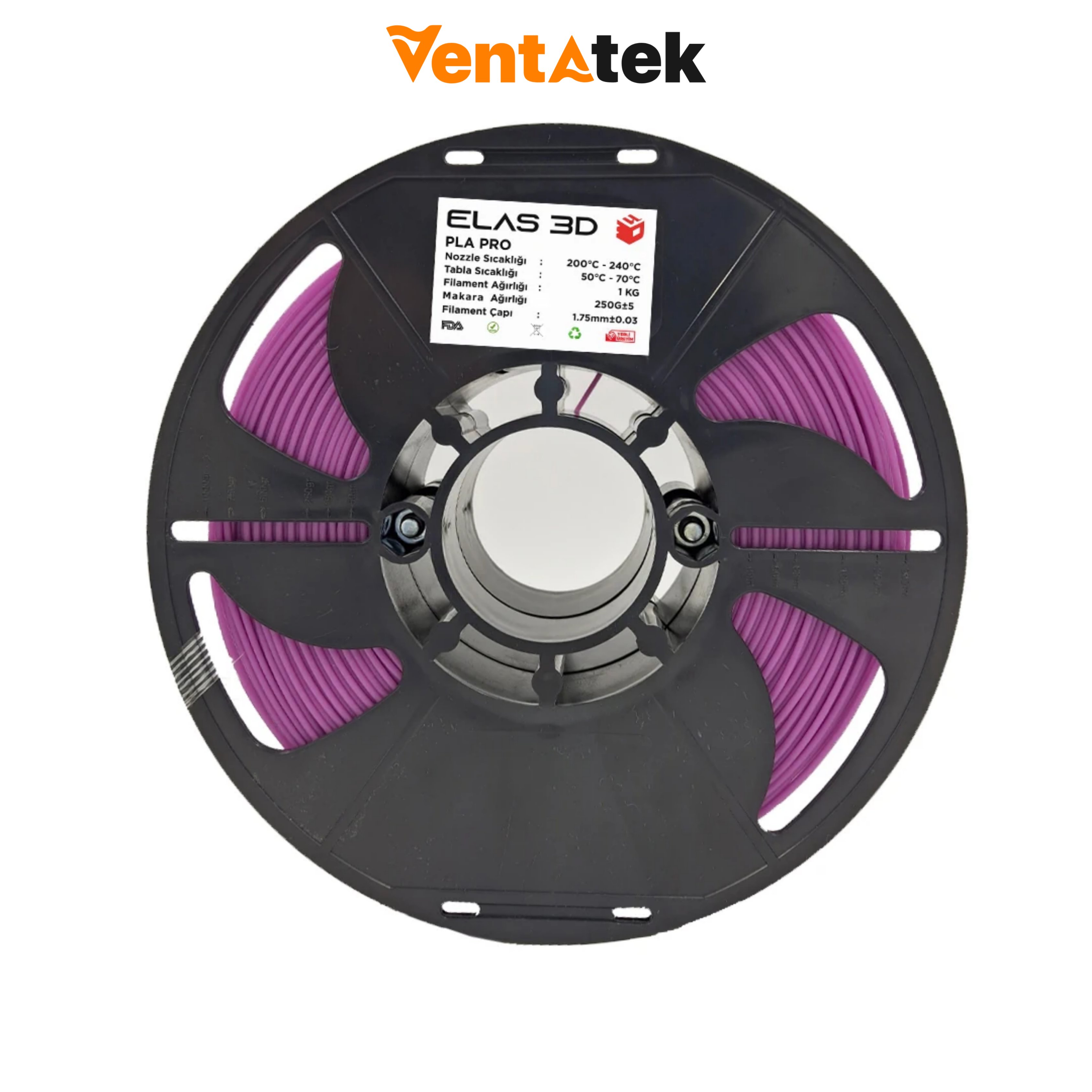 Elas 3D Pastel Mor PLA Pro Filament - 1.75mm - 1 Kg