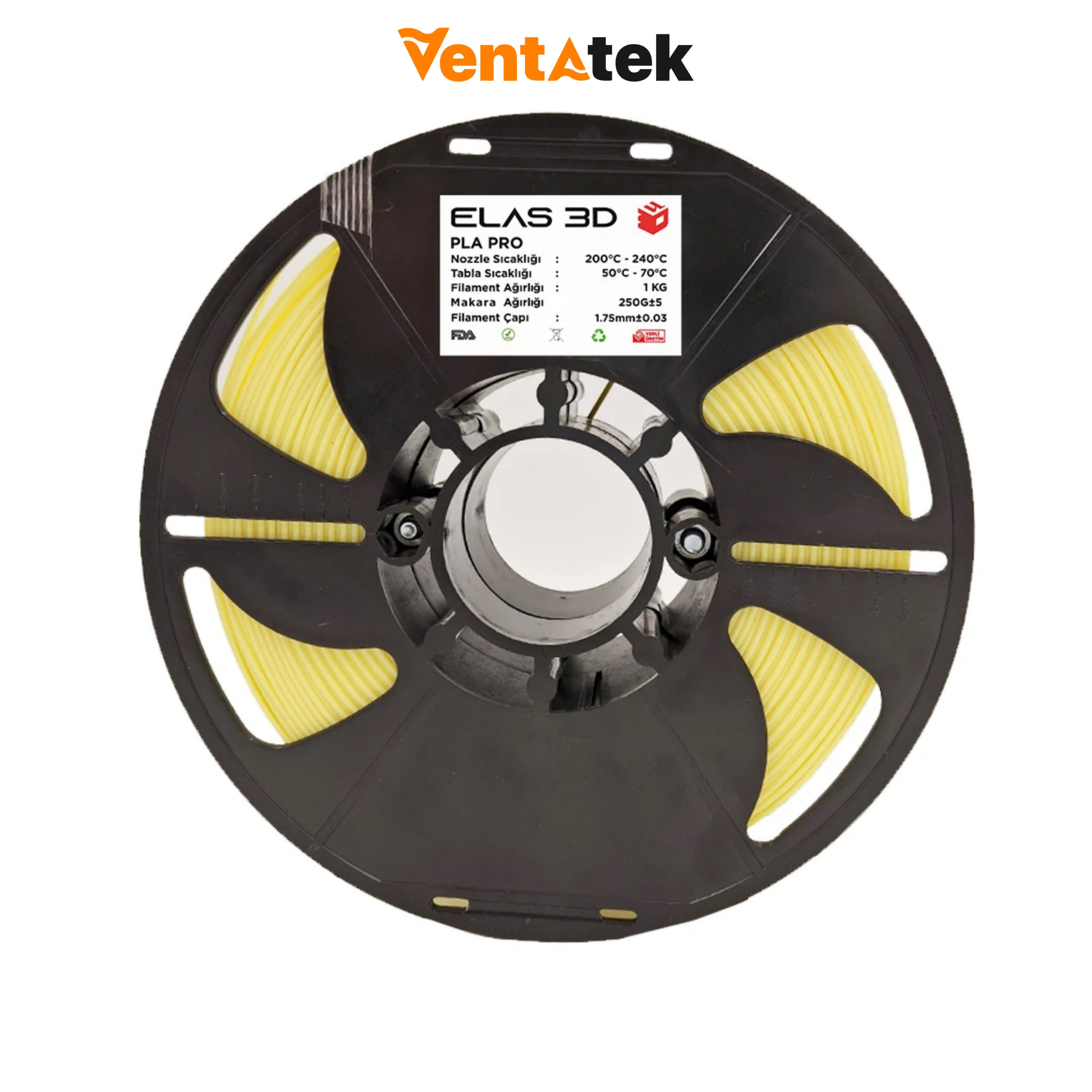 Elas 3D Pastel Sarı PLA Pro Filament - 1.75mm - 1 Kg