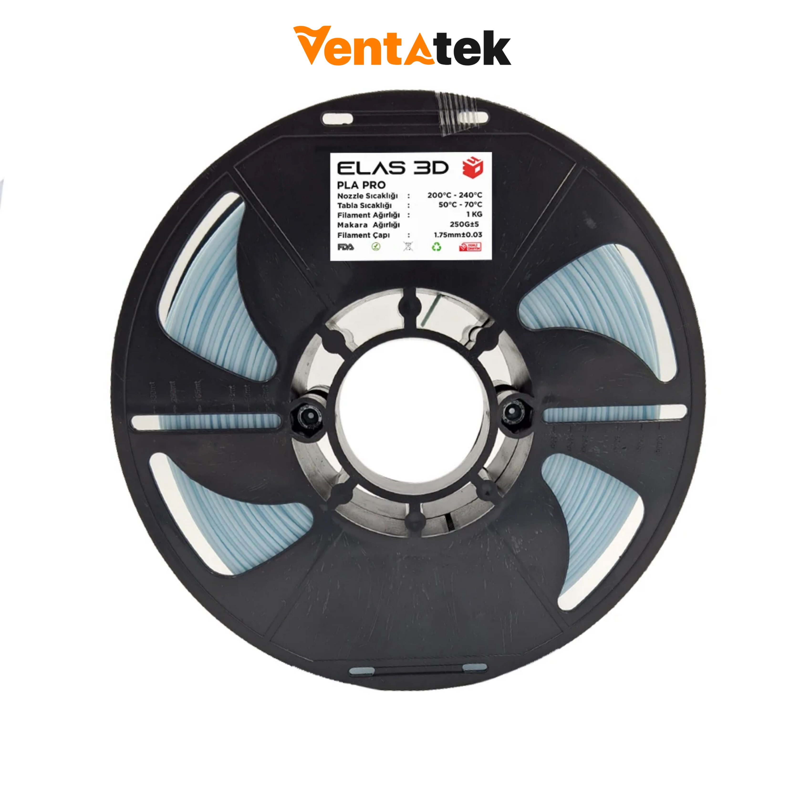 Elas 3D Pastel Mavi PLA Pro Filament - 1.75mm - 1 Kg