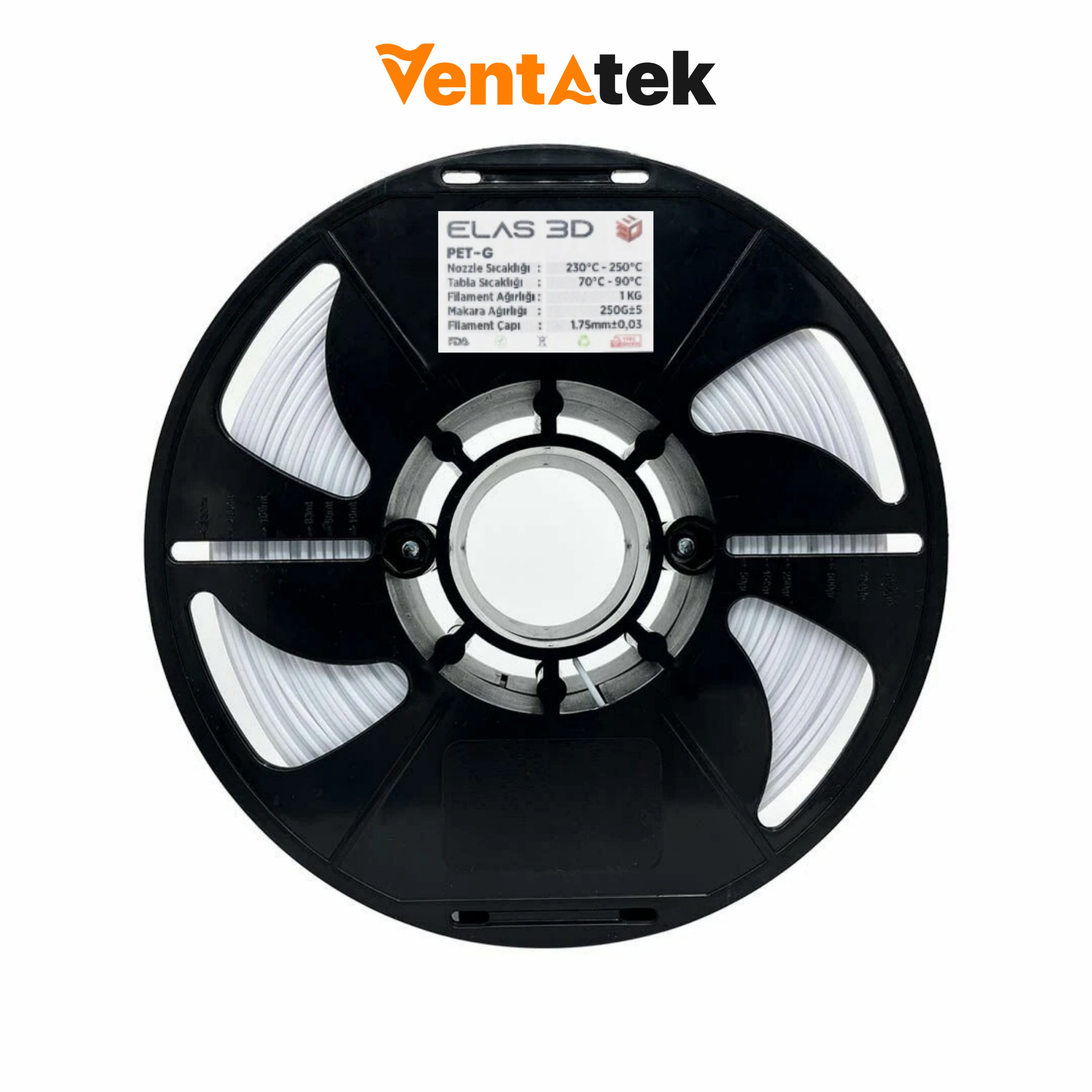 Elas 3D Beyaz PETG Filament - 1.75mm - 1 Kg