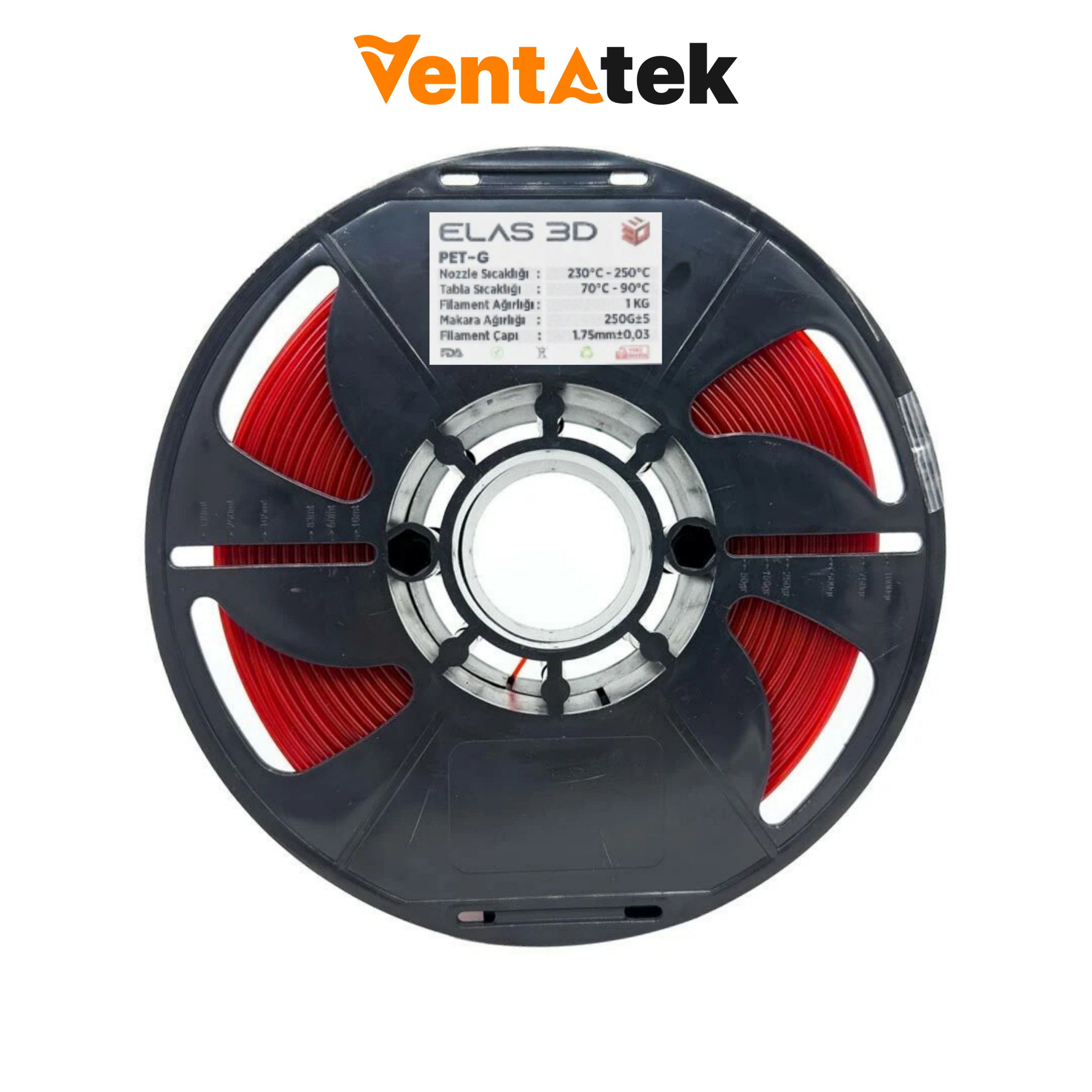 Elas 3D Kırmızı PETG Filament - 1.75mm - 1 Kg