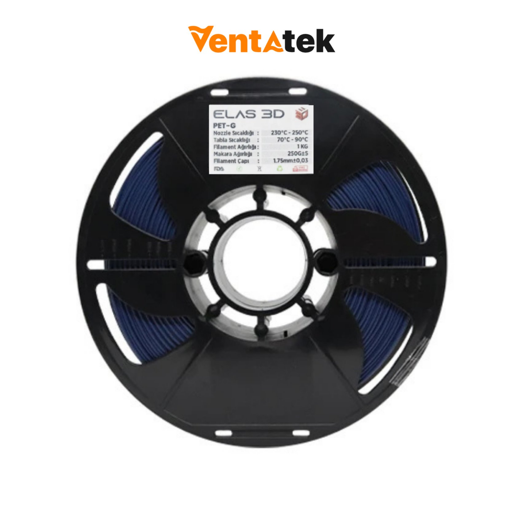 Elas 3D Lacivert PETG Filament - 1.75mm - 1 Kg